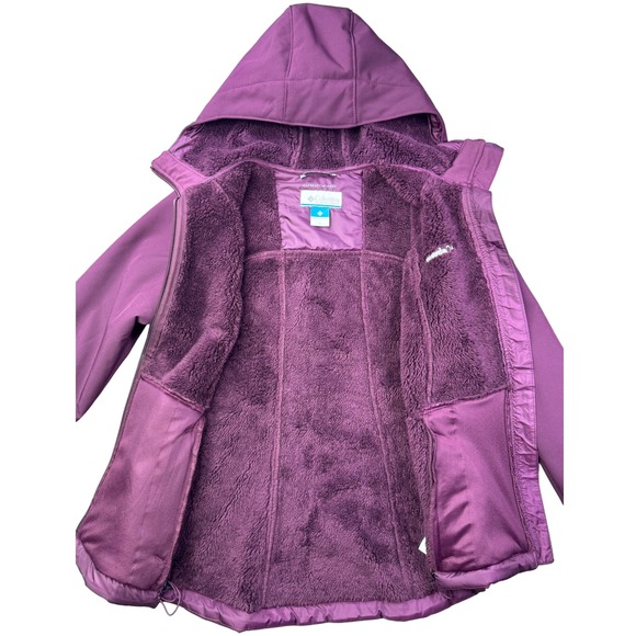 Columbia Womens Softshell Fleece Lined Hooded Jacket Omni-Wind Purple Small - Picture 5 of 13